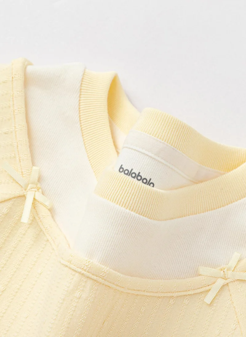 Balabala Yellow Toddler Girls Round v-neck long-sleeved T-shirt for Women | Best Price UAE